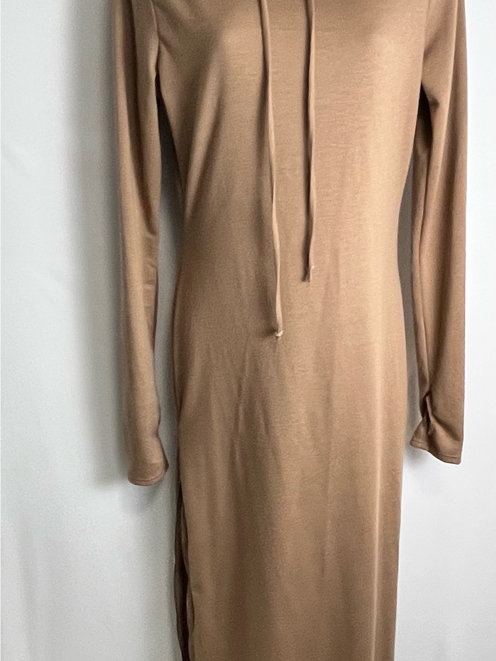 Women's Long Sleeve Hoodie Maxi Dress, side zip